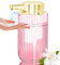 300ml Automatischer berührungsloser Seifenspender aus Rosa Glas, wiederaufladbarer freihändiger Gerippter Flüssigseifenspender mit elektrischem Sensorpumpe, nachfüllbare Seifenflasche (Rosa)