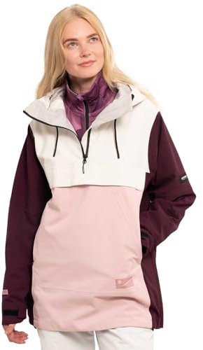 Icepeak Damen Skijacke Calio, Weiß-Rosa-Burgunderrot, Kapuze, Winddicht (DE/NL/SE/PL, Numerisch, 38, Pflaume)