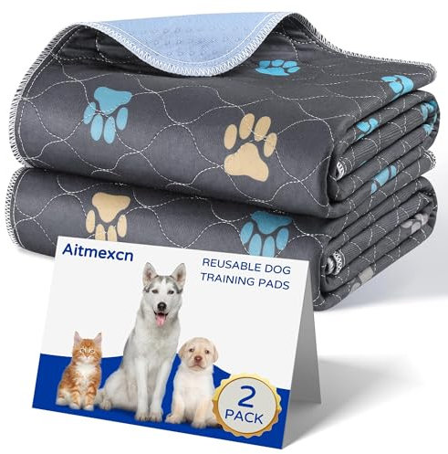 Aitmexcn Welpenunterlagen Waschbar 70×100 cm – 2 Stück Wiederverwendbare Hundetrainingspads, Saugstarke Inkontinenzunterlage für Welpen und ältere Hunde – Für Zuhause, Auto und Reisen