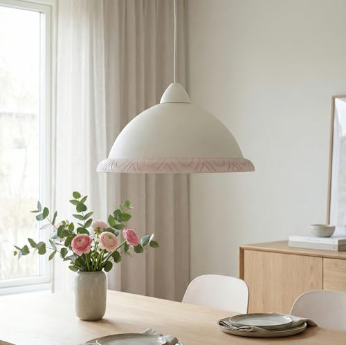 Generico Klassische Hängeleuchte aus Glas, 1 Licht, für Küche, Bad, Schlafzimmer, Wohnzimmer, Treppe, Flur, Art. Rosa Tropfen