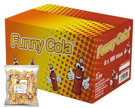 Tise Süsswaren Funny Cola Fruchtgummi Karton, Wurfmaterial Karneval/Fasching (8x680g)