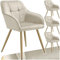tectake® Samt Stuhl, Esszimmerstuhl mit Stepp Samtstoff, Küchenstühle modern, gemütlicher Sessel Wohnzimmer, Armlehnstuhl Esszimmer, Dining Lounge, Schminktisch Stuhl - Creme/Gold, 4er Set