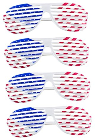 LIFKOME 4stücke Us Flaggen Sonnenbrille Lustige Patrioten Brille Für Partys Karneval Und Kostümpartys Leicht Und Bequem Für Erwachsene