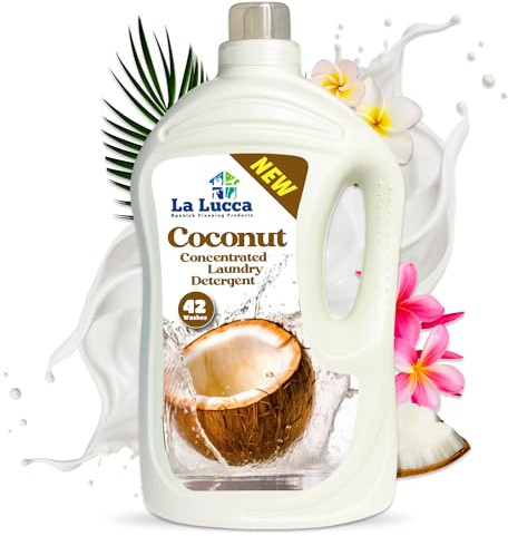 LaLucca Coconut Concentrated Laundry Detergent | 42x Washes | Coconut Fragrance Clothes Washing Liquid | Spanish Washing Detergent | Long Lasting 3 Litre Laundry Liquid | Suitable For All Fabrics