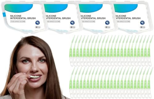 Cepillos Interdentales,48pcs Palillo de Dientes,Silicona Cepillo Interdental,Cepillo Interdental Ultrafino,Cepillo de Dientes Reutilizable,para Limpieza Dental Higiene Interdental