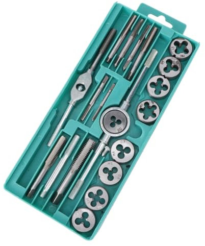 jojofuny 20stücke Teiliger Metrischer Schneideisensatz Gewindeschneideisen Aus Legiertem Stahl Mit Platte Für Handwerkzeuge Und Heimwerkerarbeiten