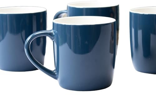Darthome Set of 4 Teal Blue Coffee Mugs 300ml Dishwasher Safe Tea Hot Chocolate Tea Cups