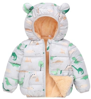 JiAmy Baby Kinder Winterjacke mit Kapuze Jungen Mädchen Wintermantel Winddicht Verdicken Warmen kinder jacke Reißverschluss Kapuzenjacke Fleece Mantel 18 Monate-5 Jahre