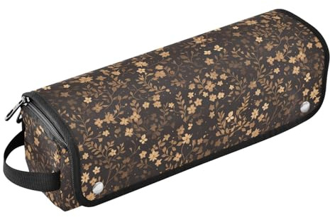 Wild Flowers Dark 2-in-1 Lockenstab Reiseetui und hitzebeständige Matte, große Kapazität, Haarwerkzeug-Organizer für Glätteisen, Lockenstab, Haartrockner, Reisezubehör