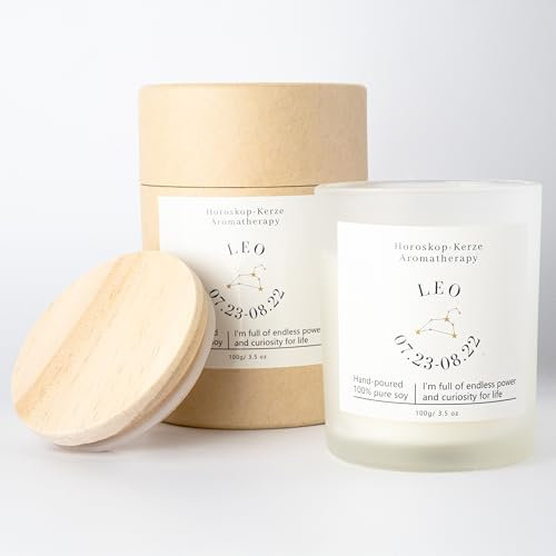 Galaxieregister Sternzeichen Duftkerze im Glas – Personalisierte Kerze mit individueller Note & verschiedenen Düften – Geschenkidee für Frauen (Löwe)