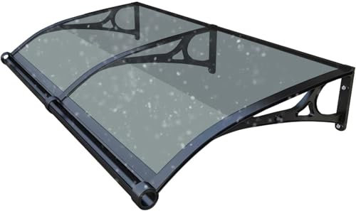 GUQASDV E Porte avec Gouttière, Marquise en Polycarbonate, Support en Aluminium, Panneau UV, Terrasse Toit Abri,pour Patio/extérieur(Gray,60x30cm/24 x12)