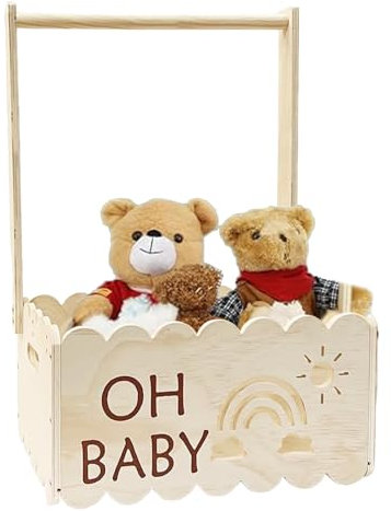 Babypartykorb - Babypartykiste Mit Hängenden Schiene | Babyspeicherkistekorb Mit Griff | Neugeborene Kleidung Garderobe Aufbewahrungskorb Dekorative Kisten Für Tochter Familie Taufe