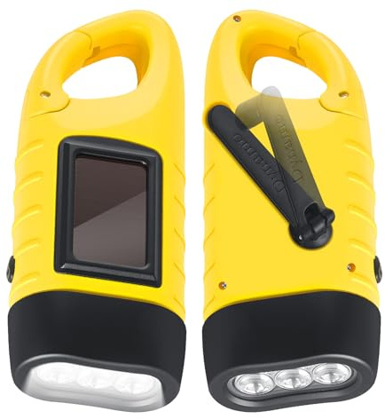 Kssvzz 2 Pack Wind Up Torch, Solar Torch with Carabiner Hook, Hand Crank Rechargeable Torches, Portable Camping Torches for Emergency, Outdoor, Survival Gear