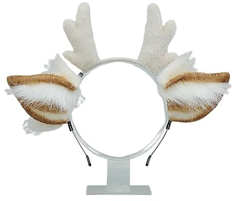 OhMill Bandeau avec Oreilles de Renne en Peluche Serre-Tête avec Cornes de Cerf Mignon Accessoires de Tête pour Noël Anime Cosplay Carnaval