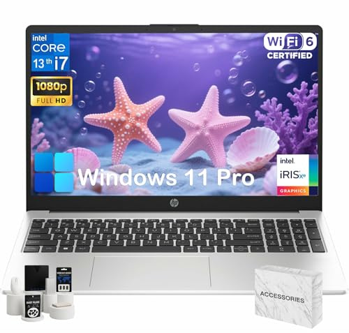 HP 250 G10 Laptop Computer for Business | Intel-10-Core i7 1355U | 32GB RAM | 1TB SSD | 15.6 FHD Display | Windows 11 Pro | with Numeric Keypad | Webcam Privacy Shutter | WiFi 6 | w/Accessoire