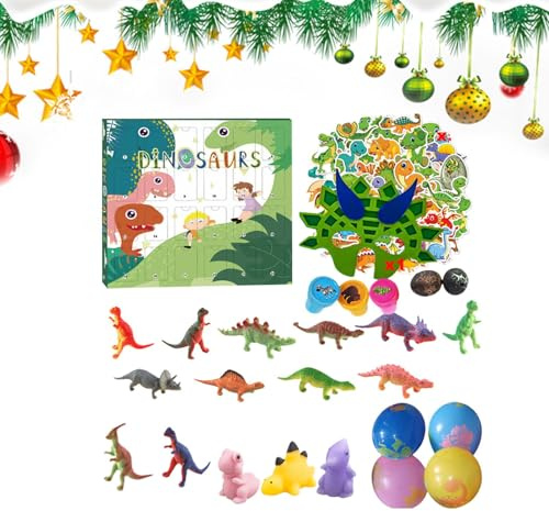 Jubepk Dinosaurier-Adventskalender, Dinosaurier-Adventskalender mit 24 Stück, realistisches Lernspielzeug für Familienabende, Partys zu Hause, Kinder, Mädchen