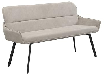 byLIVING Bank RICO, Taschenfederkern, aufgedoppelter Rücken | Webstoffbezug in taupe, Gestell schwarz, Esszimmerbank, Sitzbank, B 140 x H 90 x T 62 cm
