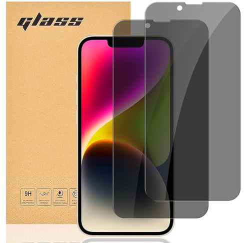 gueche Protection D'écran Anti-Espion pour iPhone 14, iPhone 13 and iPhone 13 pro, Film en Verre Trempé avec Outil d'Installation Facile, Lot de 2, [Haute définition][Facile à installer], Screen prote