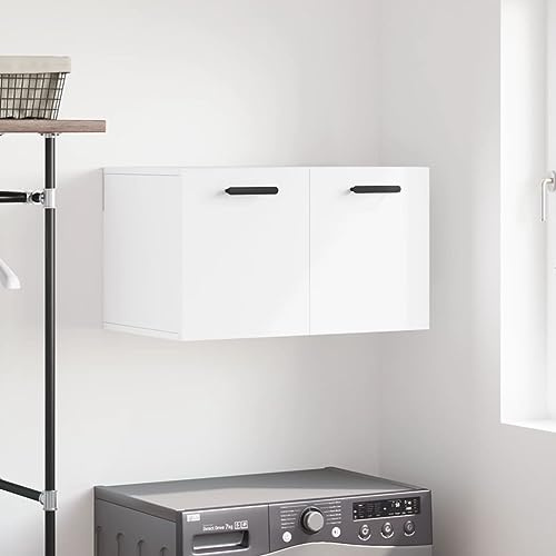 XHNIFBN Armoire murale, blanche, 60 x 36,5 x 35 cm, en bois robuste, peu encombrante, avec amortissement de porte silencieux, design moderne, pour couloir, salle de bain, cuisine, chambre à coucher