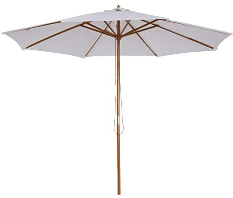 Outsunny Parasol de jardin extérieur parasol droit double toit en bois polyester haute densité protection solaire Ø 3 x 2,5 m blanc