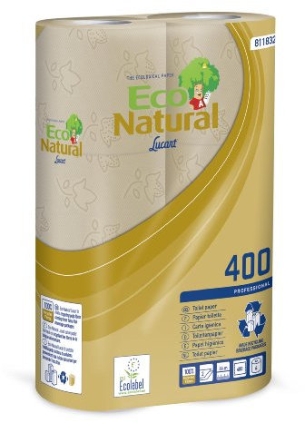 Toilettenpapier 30 Rollen 2-lagig 400 Blatt/Rolle Eco Natural 400 100% Recyclingpapier gewonnen aus recycelten Getränkekartons Eco Revolution