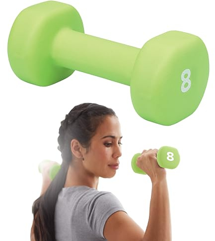 Gaiam Dumbbell Hand Weight (Sold in Singles) - Neoprene Coated Exercise & Fitness Dumbbell for Home Gym Workouts and Strength Training - Free Weights for Women and Men (8lb, Green)
