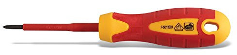 SECOTEC® VDE Elektriker Kreuzschlitz Schraubendreher Schraubenzieher Kreuzschlitzschraubendreher PH2 100 mm - ergonomischer Griff - magnetisch