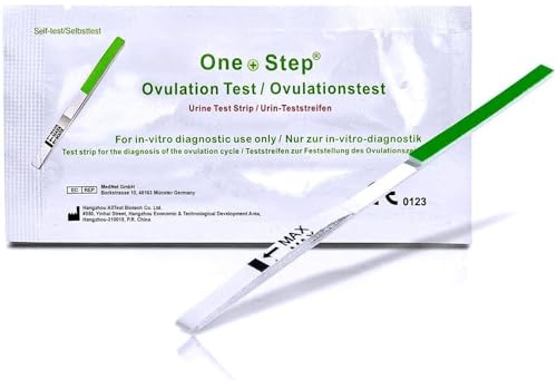 100 Test di Ovulazione in un solo passaggio con Sensibilità ottimale di 20 mIU/ml - Test di Fertilità per Donne - Test di Ovulazione per chi cerca una Gravidanza - Strisce reattive Urinarie