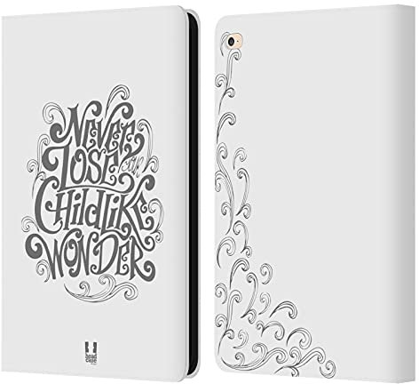 Head Case Designs Prodigio Infantil Tipografía Dibujada A Mano Carcasa de Cuero Tipo Libro Compatible con Apple iPad Air 2 (2014)