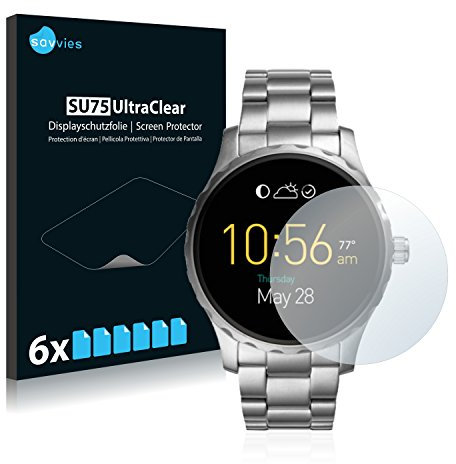 Savvies 6 Stück Schutzfolie für Fossil Q Marshal (2.Gen) Displayschutz-Folie Ultra-Transparent