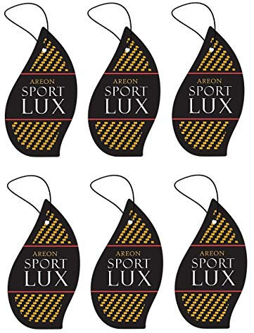 Areon Sport Lux Gold Auto-Lufterfrischer Hängende Pappe Rückspiegel 2D Gadget Inneneinrichtung Form Schwarzen Tropfens Zuhause Büro Düfte Mehrfachpackung (Gold Packung mit 6 Stück)