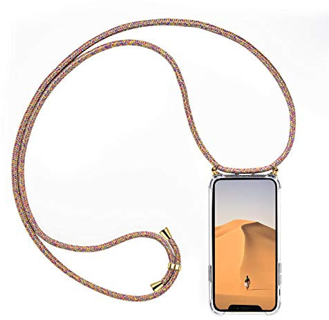 Verco Kordel Handyhülle für Mate 20, Handykette für Huawei Mate 20 Hülle mit Band 2. Generation Case zum umhängen, Mehrfarbig Rainbow
