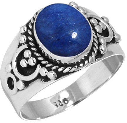 Jeweloporium Blau Natürlich Lapislazuli 925 Sterling Silber Ringe für Frauen mit Stein Handgefertigt Silber Ringe Größe 69(22.0) Hochzeit Geschenk Cocktail Schmuck