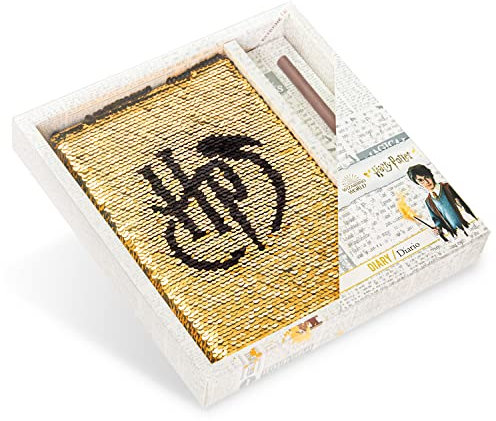 Harry Potter Carnet De Notes Avec Stylo Baguette Magique, Cahier Ligné, Agenda Journal A5 Avec Couverture En Paillettes Réversibles, Fournitures Scolaires Kawaii Pour La Rentree, Idée Cadeau Poudlard