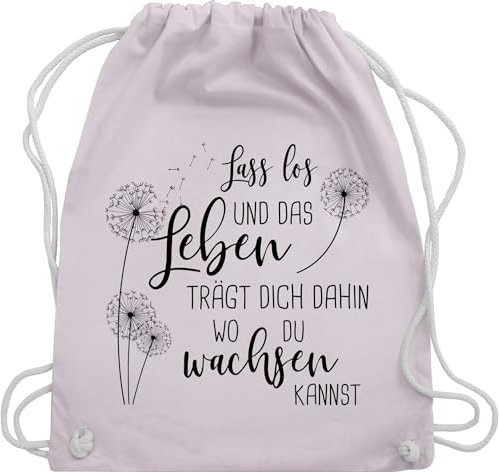 Turnbeutel Rucksack - Sprüche Statement - Lass los Pusteblumen - Schwarz - Unisize - Pastell Rosa - kordelzug tasche stoff turn beutel stoffbeutel gym bag beuteltasche baumwollrucksack stofftasche