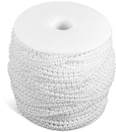 Perlengirlande Perlenband, Perlenkette Deko, Perlenhochzeit, 50m Perlenschnur Perlenketten Perlenhochzeit Deko Für Armband Vorhang Hochzeit Weihnachten Dekor 3mm