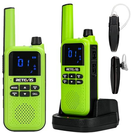 Retevis RA619 Talkie Walkie,Rechargeable Radios Bidirectionnelles avec Bluetooth Casque, Vibration,SOS Alarme, VOX,16CH, pour Ride, Chasse,Extérieur,Cadeau, Pâques(Vert, 2Pcs)