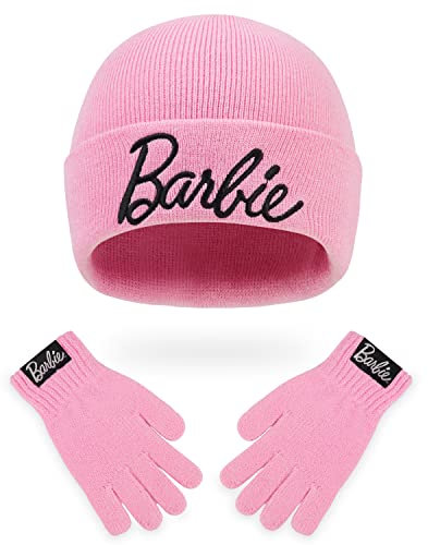 Barbie Handschuhe Kinder Mütze Winter Set für Mädchen