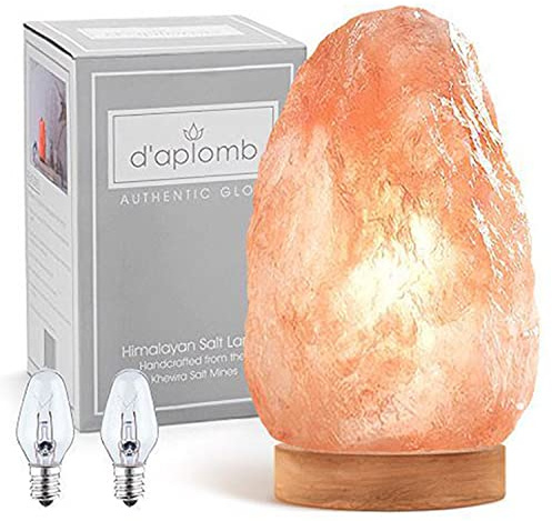 d'aplomb 100% Authentic Natural Himalayan Salt Lamp;Large Hand Carved Natural Chunk Pink Crystal Rock Salt from Himalayan Mountains; Dimmer Cord; 12 lbs