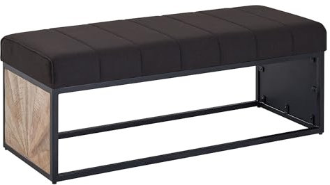FineBuy Sitzbank Stoff Schwarz 105x40x40 cm Flur Polsterbank mit Metallgestell, Design Bettbank Schlafzimmer, Flurbank Garderobenbank