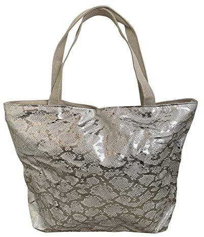 Fat Giraffe Strandtasche, Strandtasche, Schlangenmuster, silberfarben / metallisch, silber, Einheitsgröße