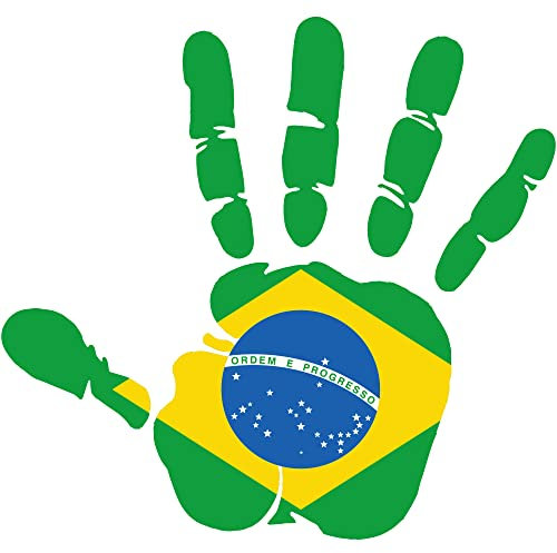 INDIGOS UG Auto Aufkleber Brasilien - Hand rechts 10x9,5 cm - Heckscheibe - Autoaufkleber selbstklebend - UV- & waschanlagen beständig - Tuning - Spoiler - Sticker