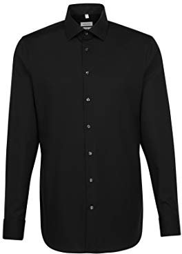 Seidensticker Herren Extra Slim Bügelfrei Kent Langarm Patch 12 Shirt, schwarz, 39