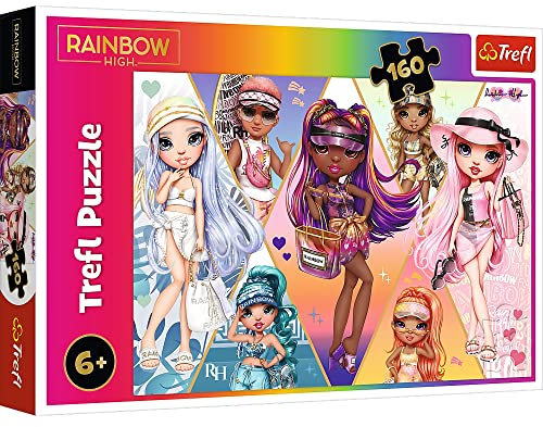 Tréfl - Rainbow High, Joyeux Amis - Puzzle 160 Elements - Puzzles colorés avec des personnages de contes de fées Rainbow High, Divertissement créatif, Amusant pour les enfants à partir de 3 ans