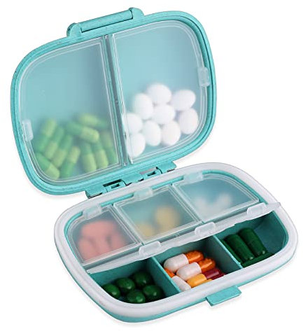 Sibba Pillen-Organizer 1 Stück Reise-Medizin-Box Behälter Essentials Vitamin-Medikamentenhalter Spender tägliche Behälter klein für Ergänzungskontrolle 7 Tage 2 Mal Pillenflasche morgens abends