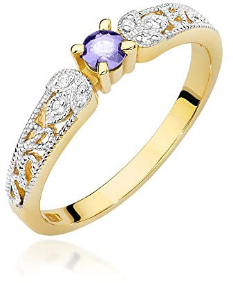 Damen Ring 585 14k Gold Gelbgold echt Tansanit Edelstein Diamanten Brillanten