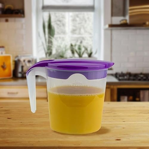 1 Liter Plastic Jug with Lid For Water Fruit Juices Milk Fridge Door Stoarge Jug (Purple, 1)
