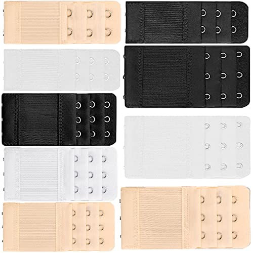 LMOGWL 9-teiliges gemischtes Set BH Extender, Damen elastisches BH Extender Set weich und bequem, elastisches Unterwäsche Extender Set 3-reihig 3-Haken und 3-reihig 2-Haken, (schwarz, weiß, Hautton)