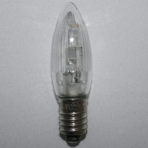 COLOURS MANUFAKTUR YOUR COLOUR YOUR LIFE 9x Spitzkerze Glühbirne Ersatzbirne Topkerze für Lichterkette und Schwibbögen (LED 6V / 0,2W E10 halb geriffelt Outdoor)