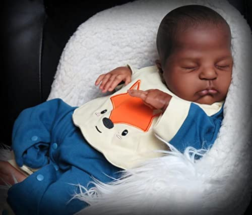 Anano Afrikanische Amerikanische Reborn Babypuppe 20 Zoll Schwarz Reborn Puppen Junge Biracial Babypuppe Look Real Life Like Neugeborene Babypuppen Realistische Babys Schwarz Reborn Puppen für Mädchen